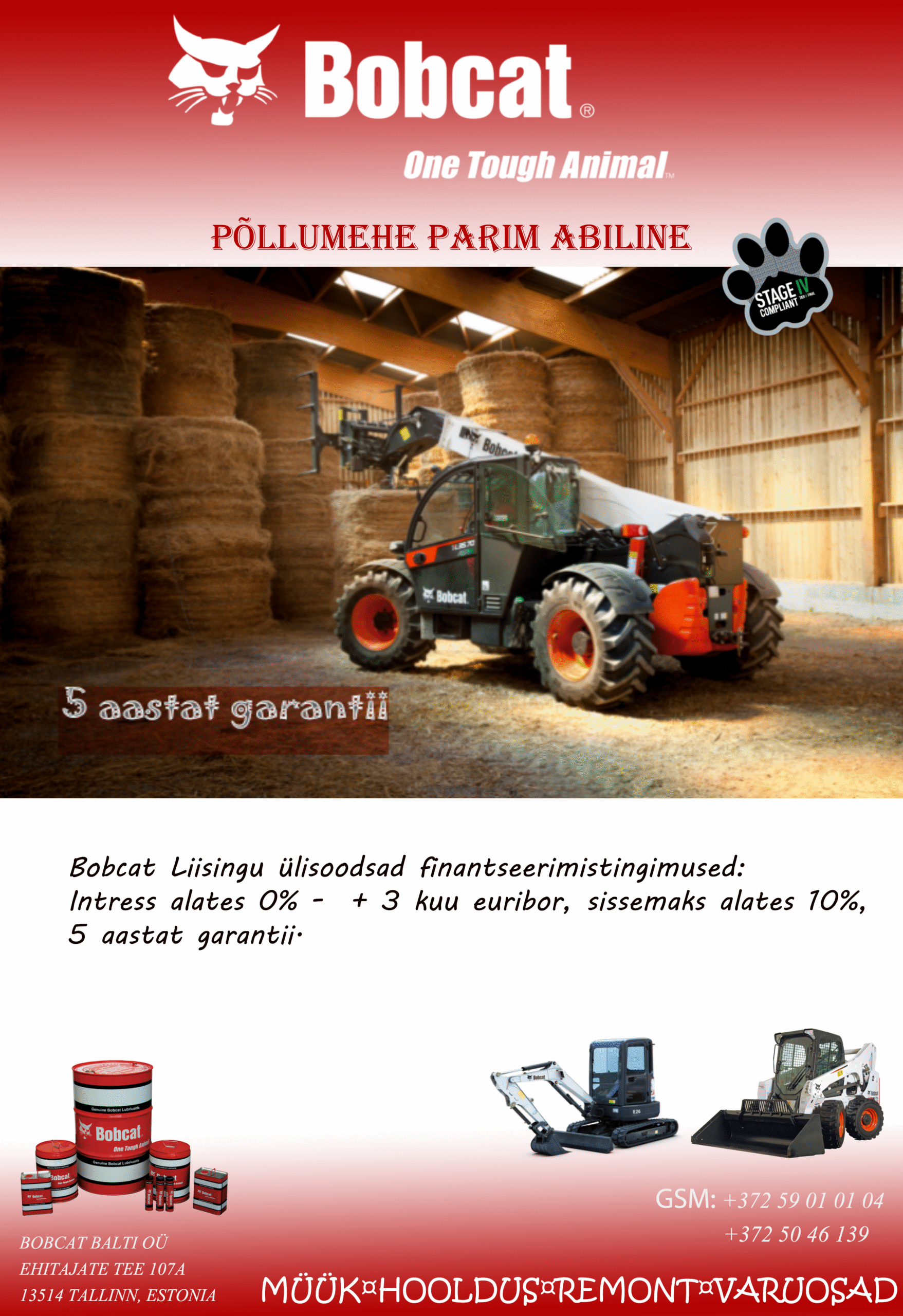 Hea pakkumine Bobcat masinate finantseerimiseks!